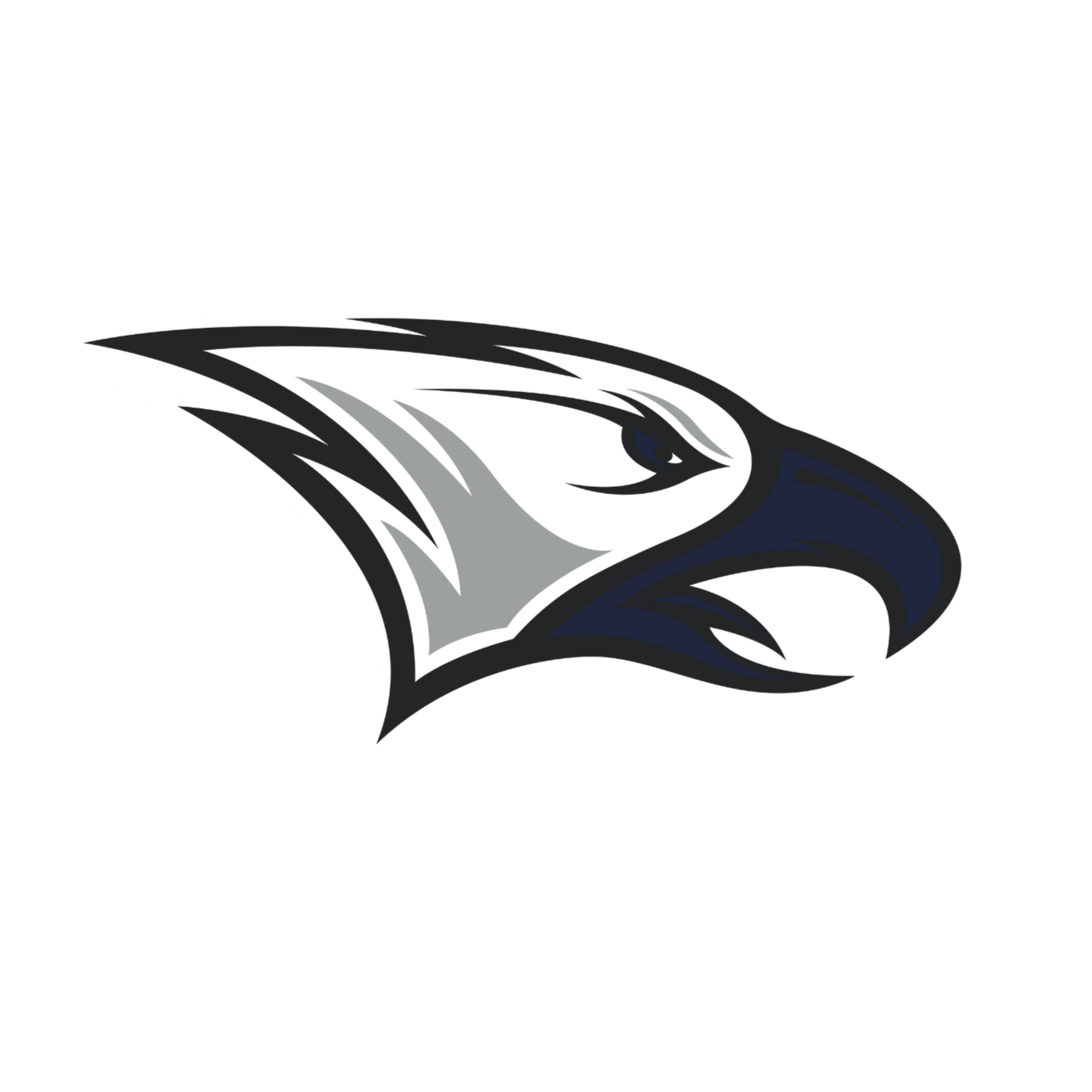 Philadelphia Eagles logo featuring a stylized eagle head in black, white, gray, and navy blue.