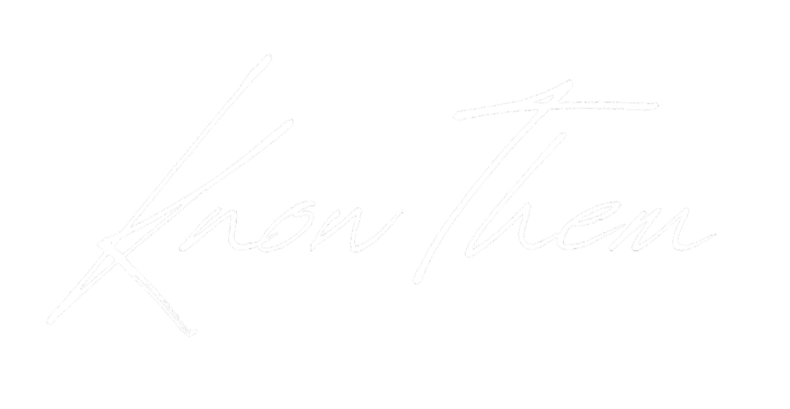Stylized white handwritten text that reads "knowThem" on a black background.