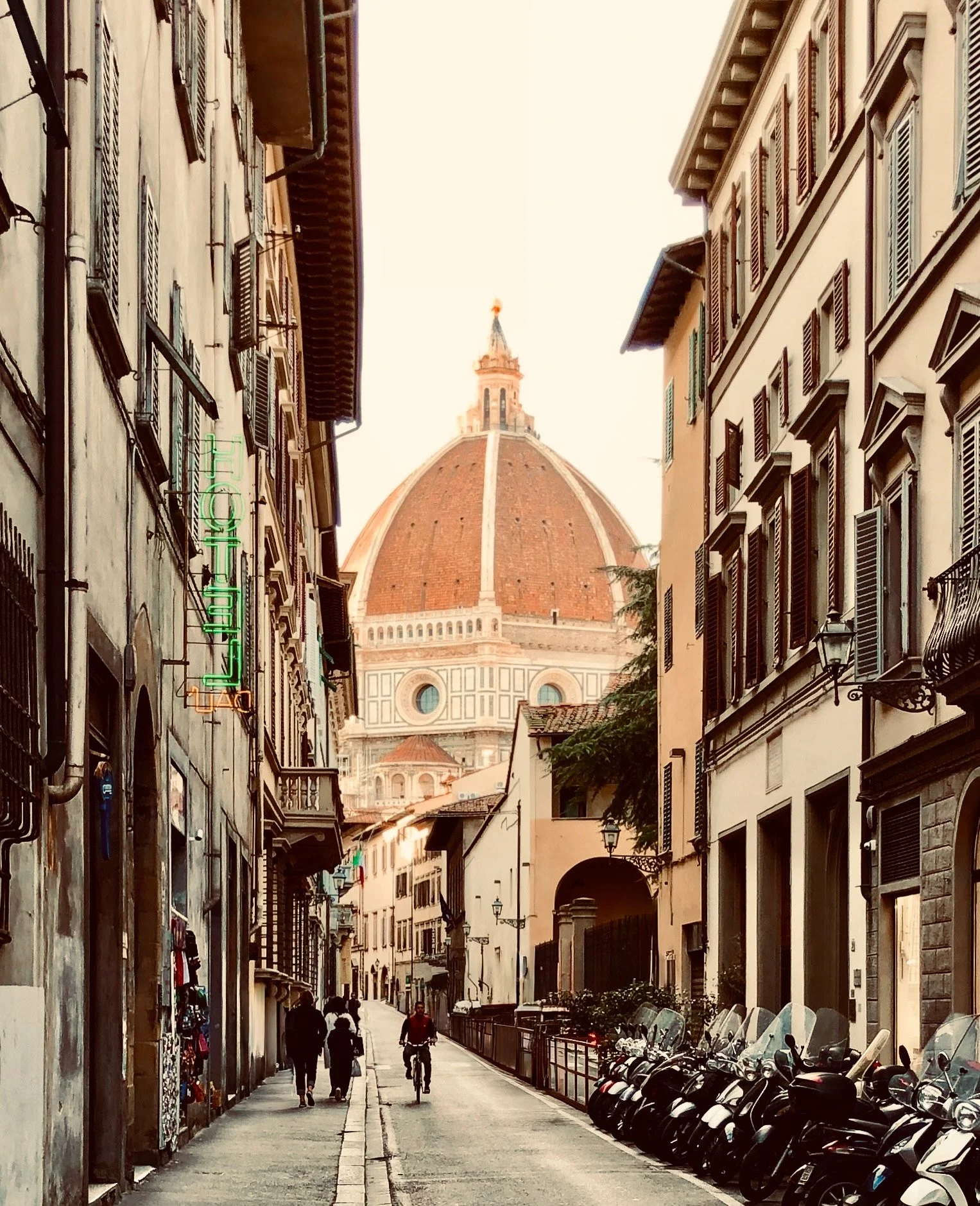 Any time you turn a corner in Florence, Italy, you might catch a glimpse of the Duomo - the Cathedral of Santa Maria del Fiore. Firenze in the autumn is particularly lovely.
