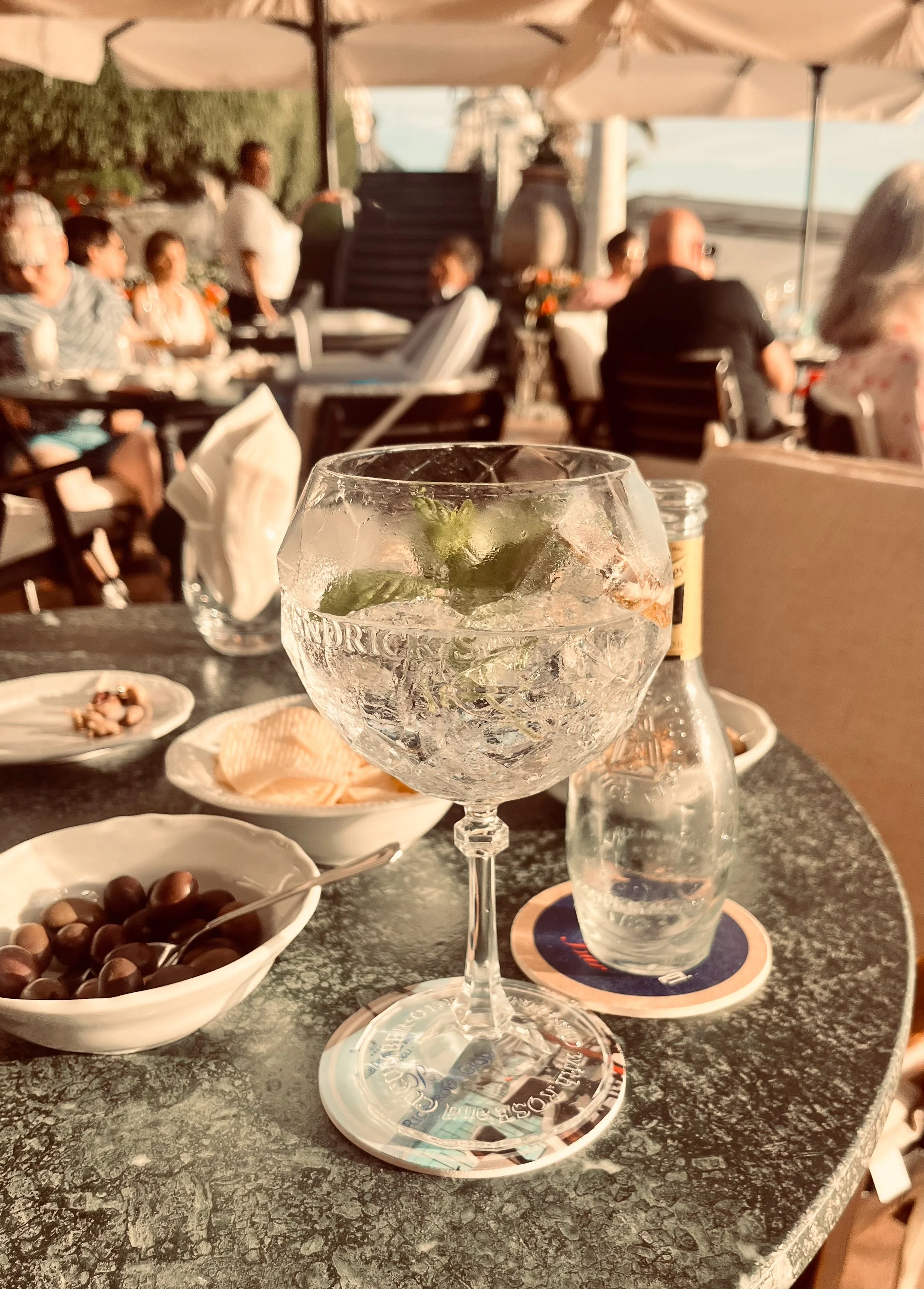 One of the great daily joys in Italy is Aperitivo Hour - you can enjoy a cocktail - alcoholic or  non-alcohol and light bites on a patio.