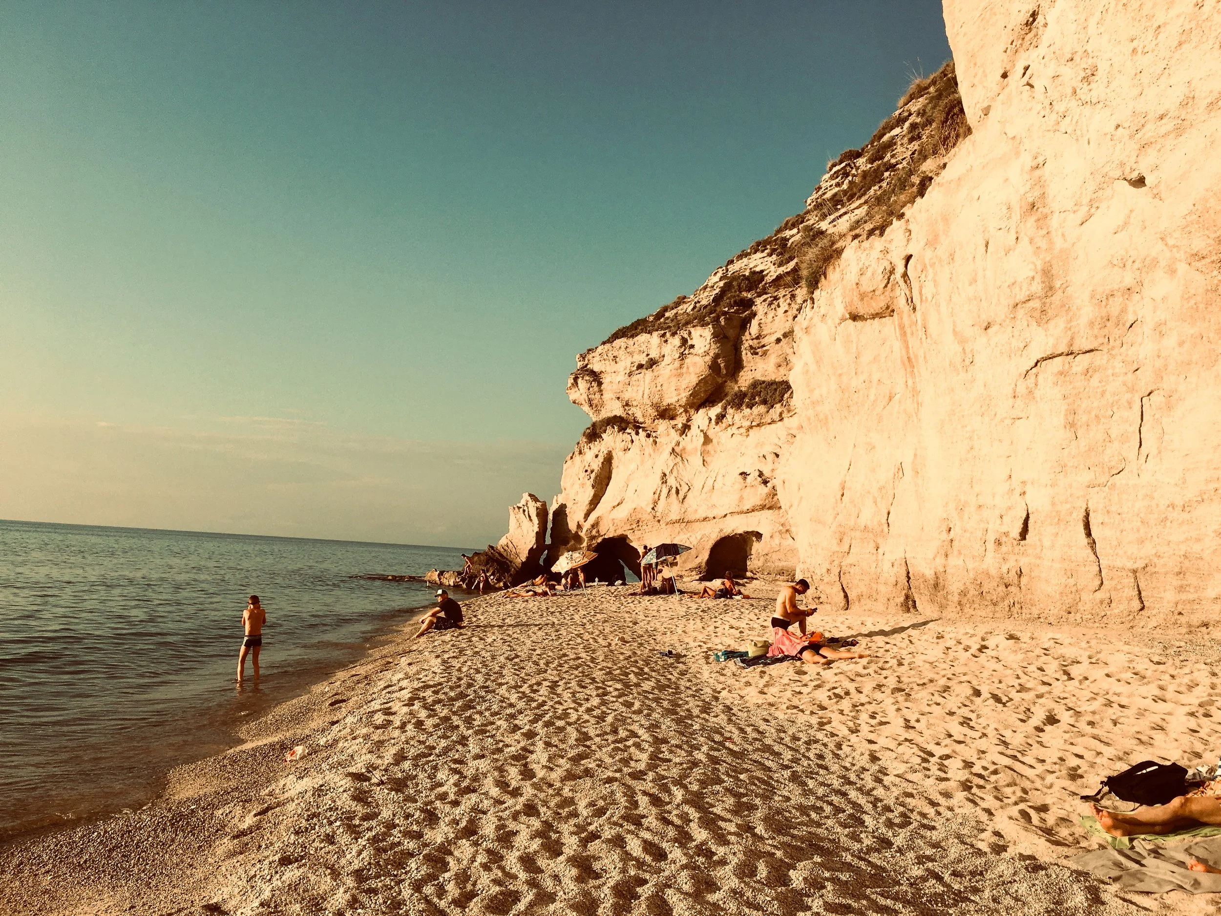 The white beaches of Tropea, Calabria during the golden hour.