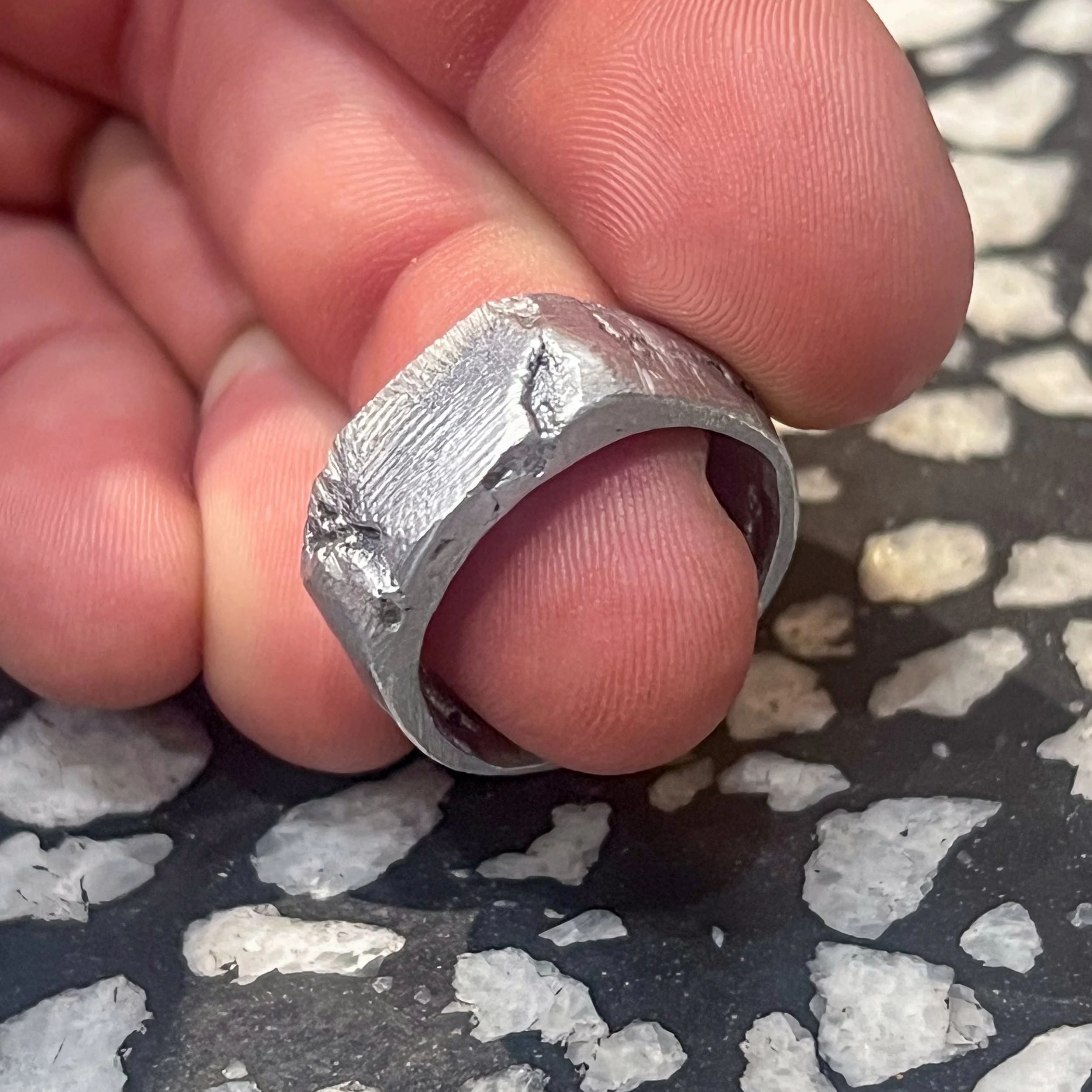 Size 8 Chunky Metal Signet Ring #08