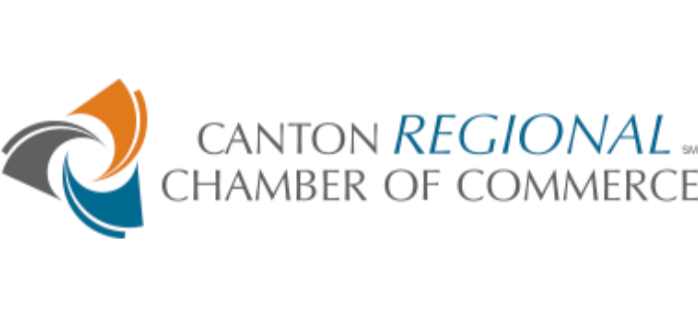 Canton Regional Chamber of Commerce logo with abstract swirl graphic and text.