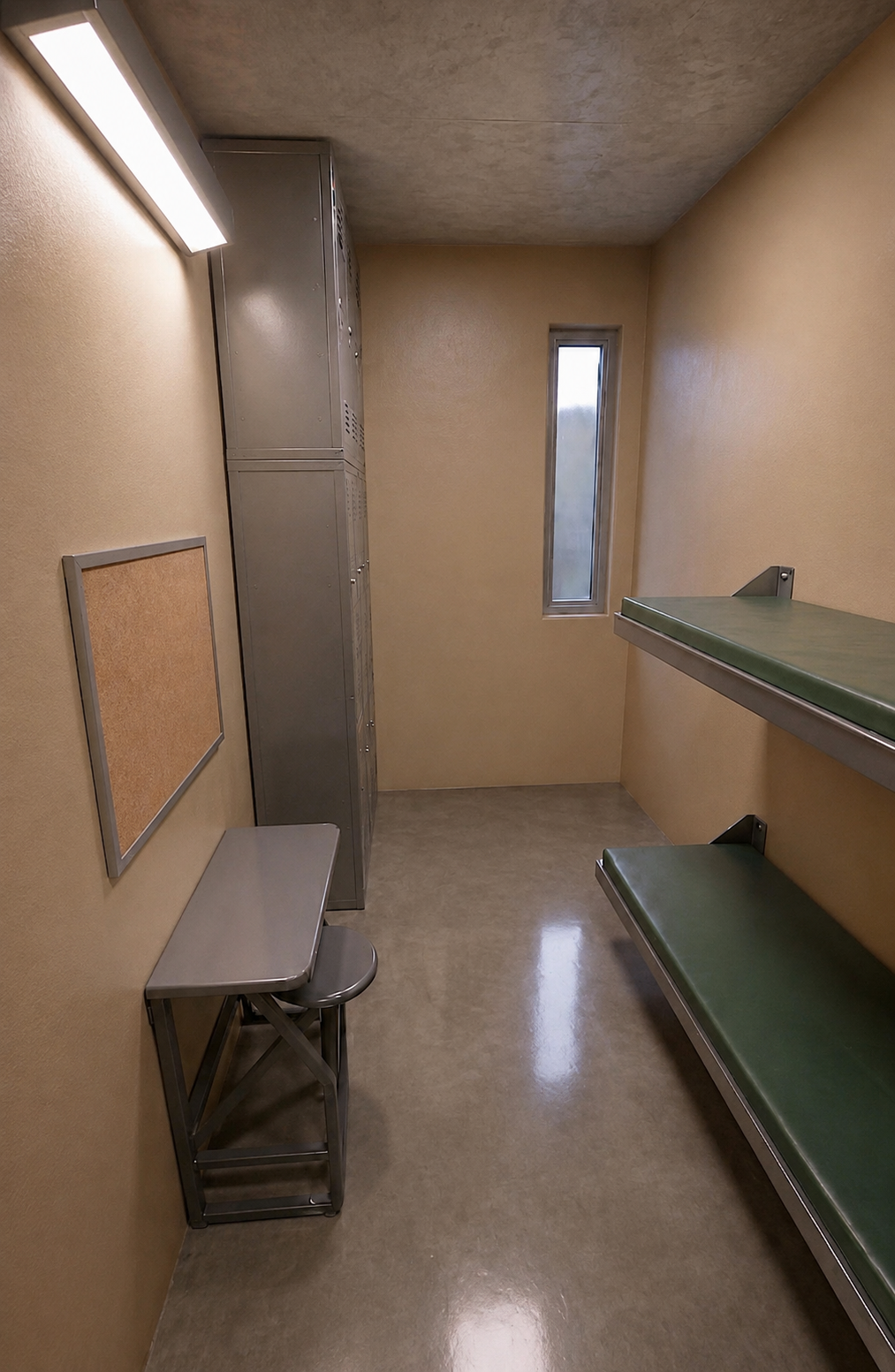 Medium and High Security Federal Prison Cell.