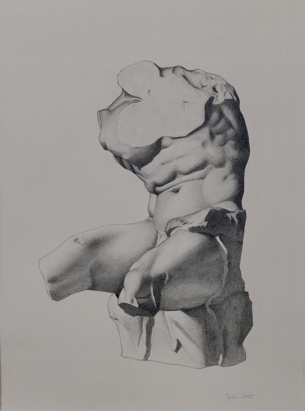 Pencil drawing of Bargue plate (Belvedere Torso)