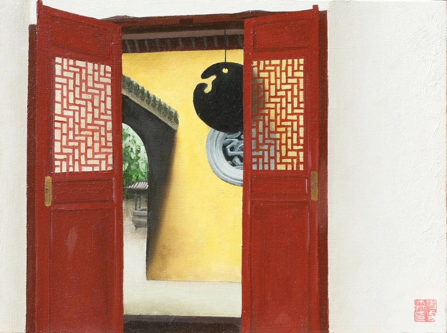 Traditional entrance doorway to a Buddhist temple in Zhejiang Province by Stephen Ellison