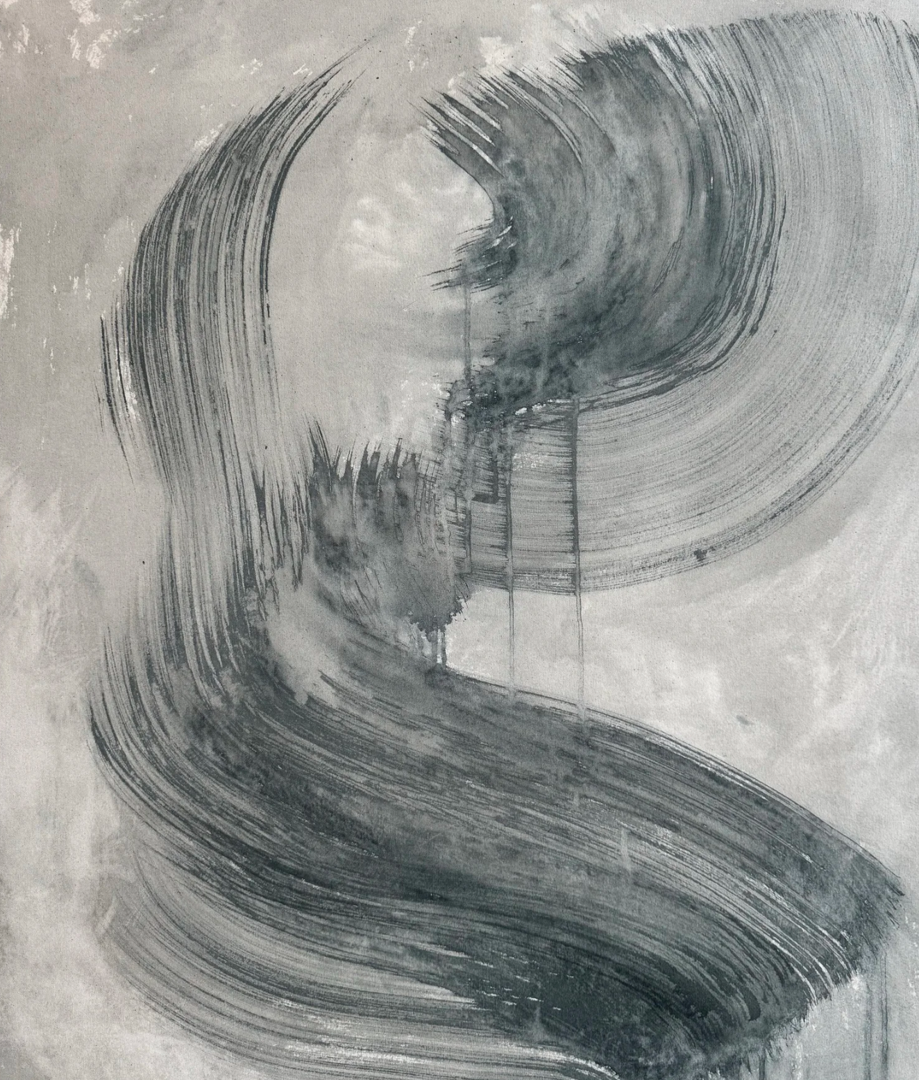 ●  L'ORIGINE, 2025 — Technique mixte sur toile, 101.6 x  86.4 cm
