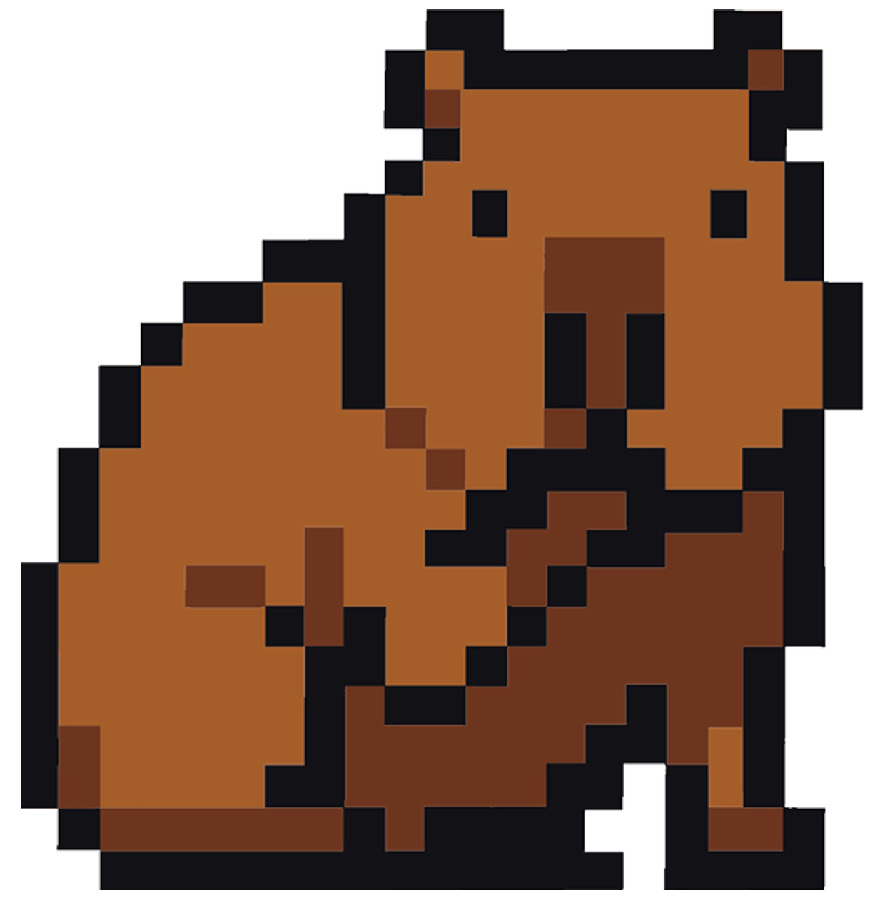 Imagen pixelada de un oso de color marrón claro con detalles en negro.