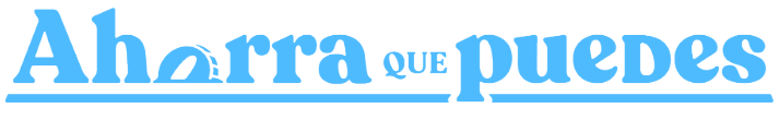 Texto en imagen que dice 'Ahorra que puedes' en letras azules y blancas.