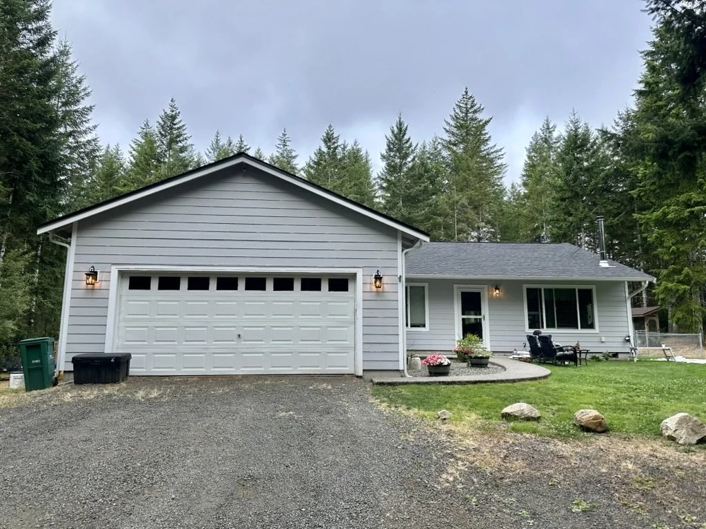 Home Exterior with Faux Finish Garage