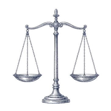 A silver balance scale with two empty pans hanging from a central pole.