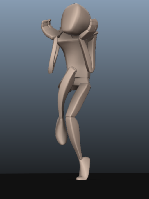 3D model pose expressing fear.
