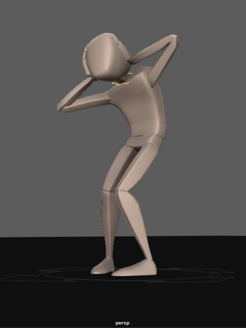 3D model pose expressing discomfort.