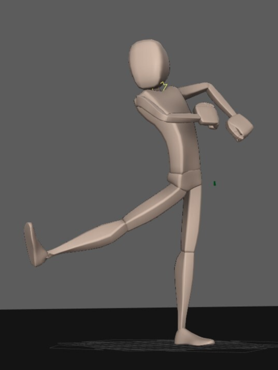 3D model pose expressing joy.