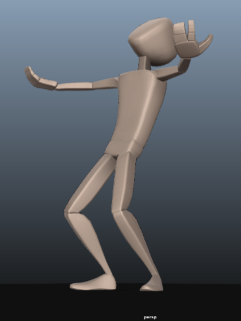 3D model pose expressing sadness.