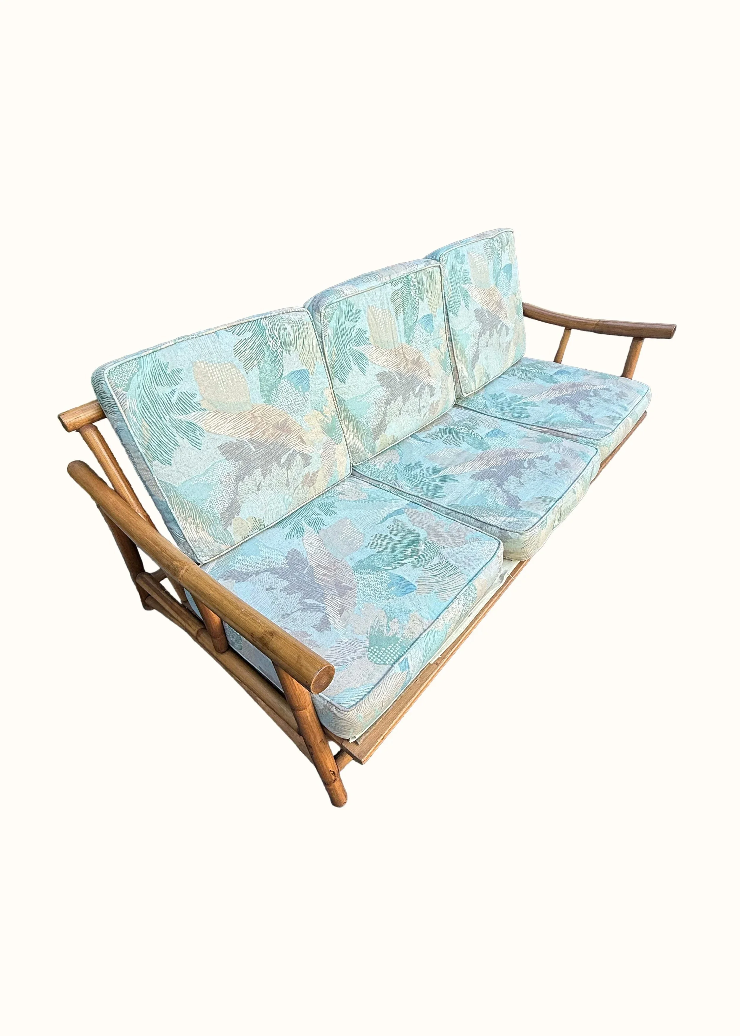 Vintage Rattan Bamboo Sofa by Crown Casual Furniture Corp.