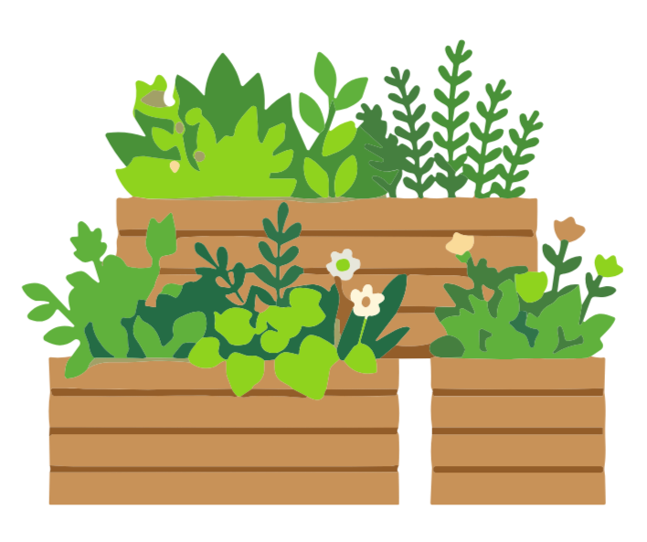 Odd Jobs McLean -  wooden planter box with various green plants and flowers in it.