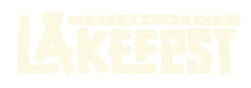 Logo of Eastnor Castle Lakefest music festival with large stylized text on a black background.