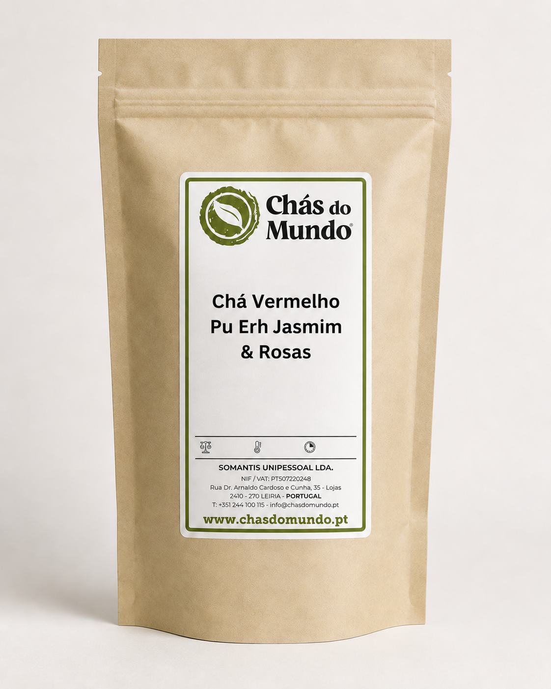 Embalagem de chá Vermelho Pu Erh Jasmim & Rosas.