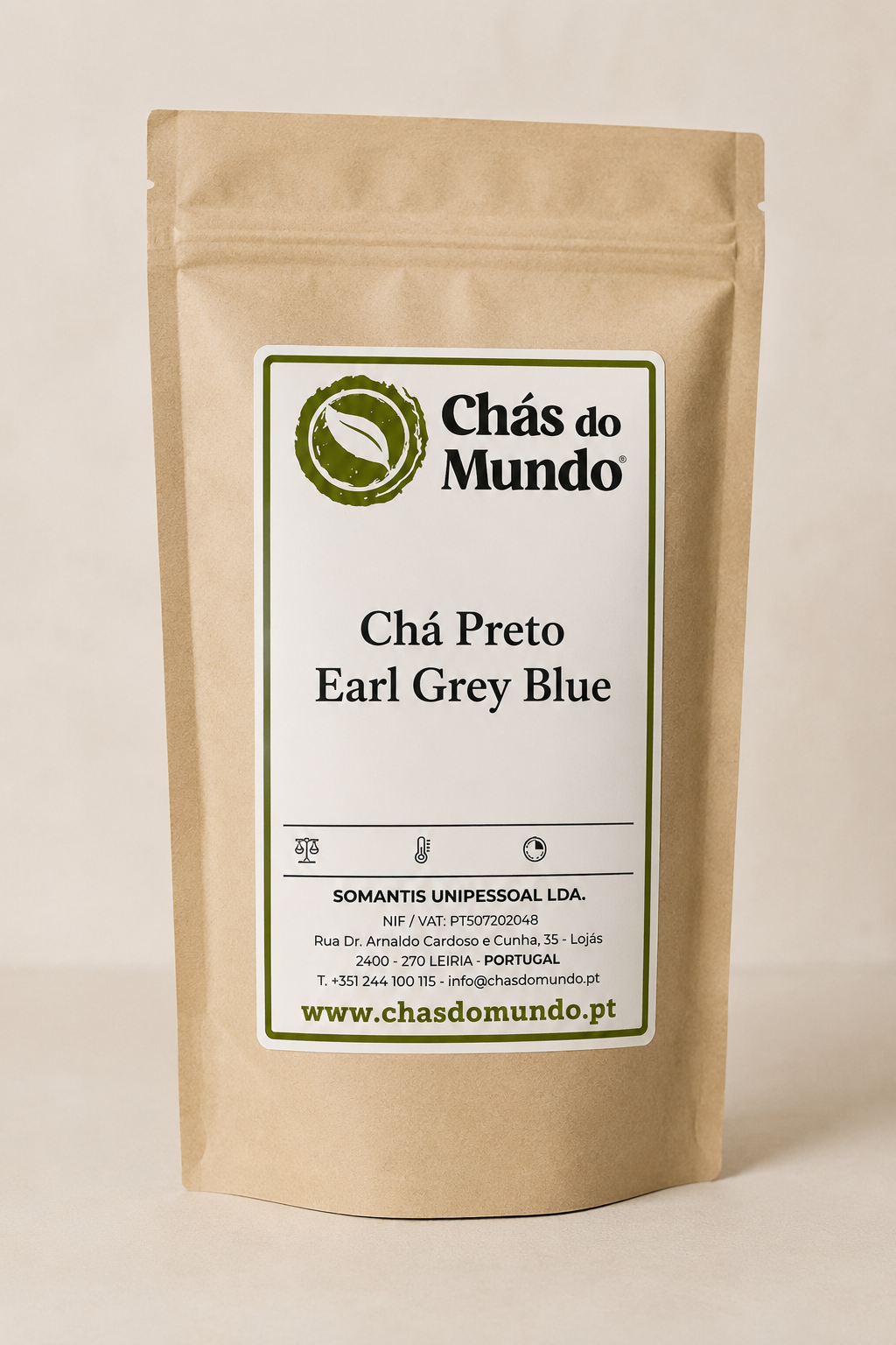 Embalagem de Chá Preto Earl Grey Blue.