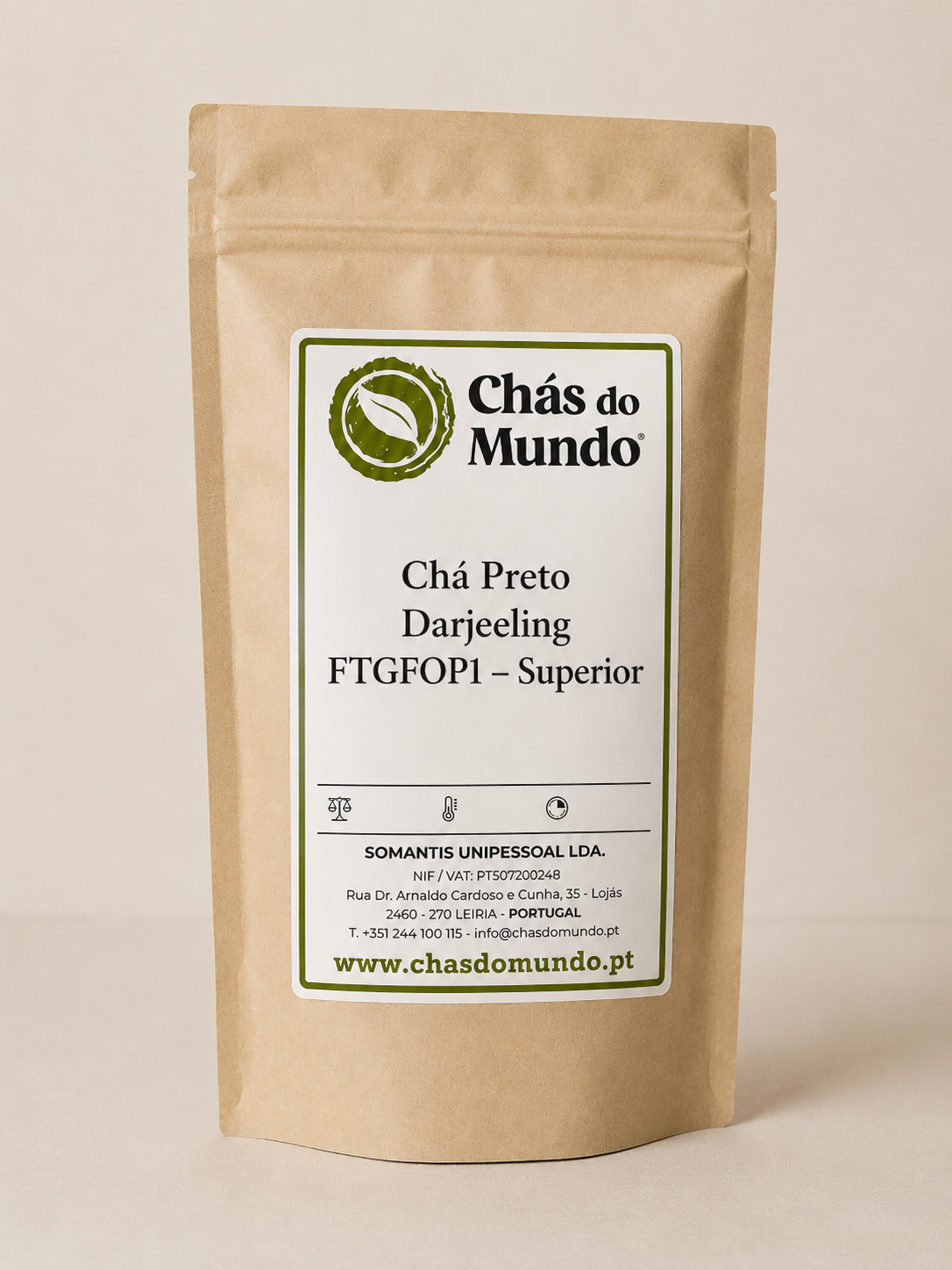 Embalagem de Chá Preto Darjeeling com certificação FTGFOP1 "superior".