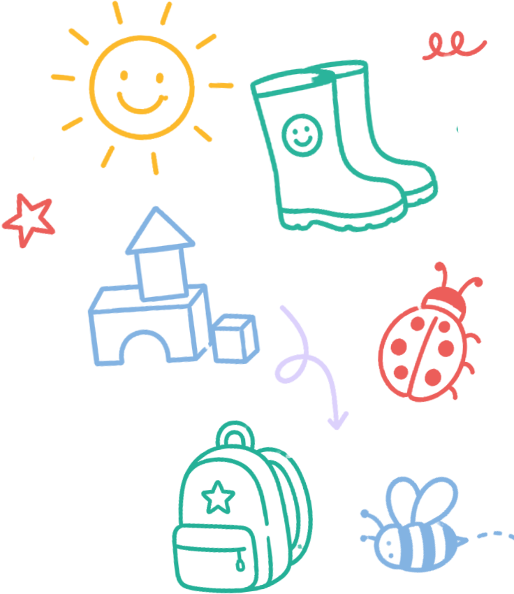 Colourful children’s activity doodles for The Happy Kids Club