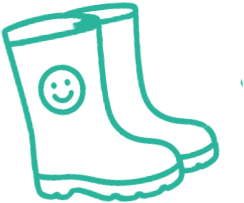Illustrated wellies representing local children’s activities and adventures