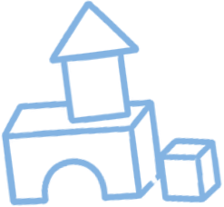 Playful building blocks illustration representing children’s activities