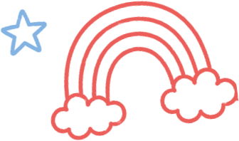 Rainbow illustration for The Happy Kids Club family membership
