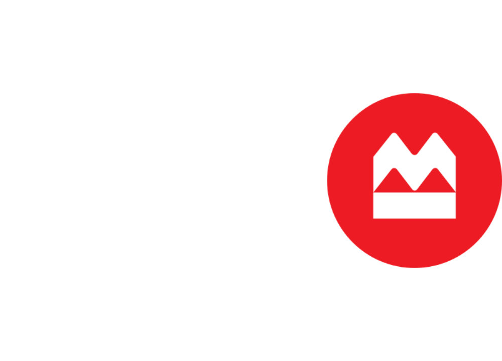 BMO logo with the text 'BMO' and a red circle with a stylized white building icon inside