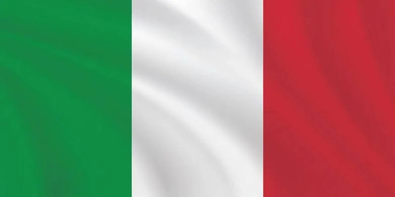 The flag of Italy with vertical green, white, and red stripes.