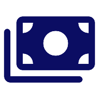 Icon of a stack of dollar bills with a circle in the center.