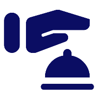 Hand reaching to press a service bell