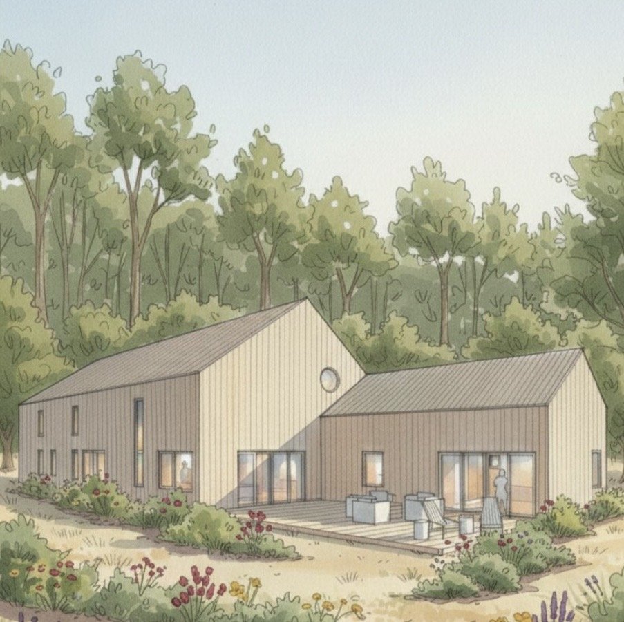EXTERIOR RENDERING, APPROACH VIEW