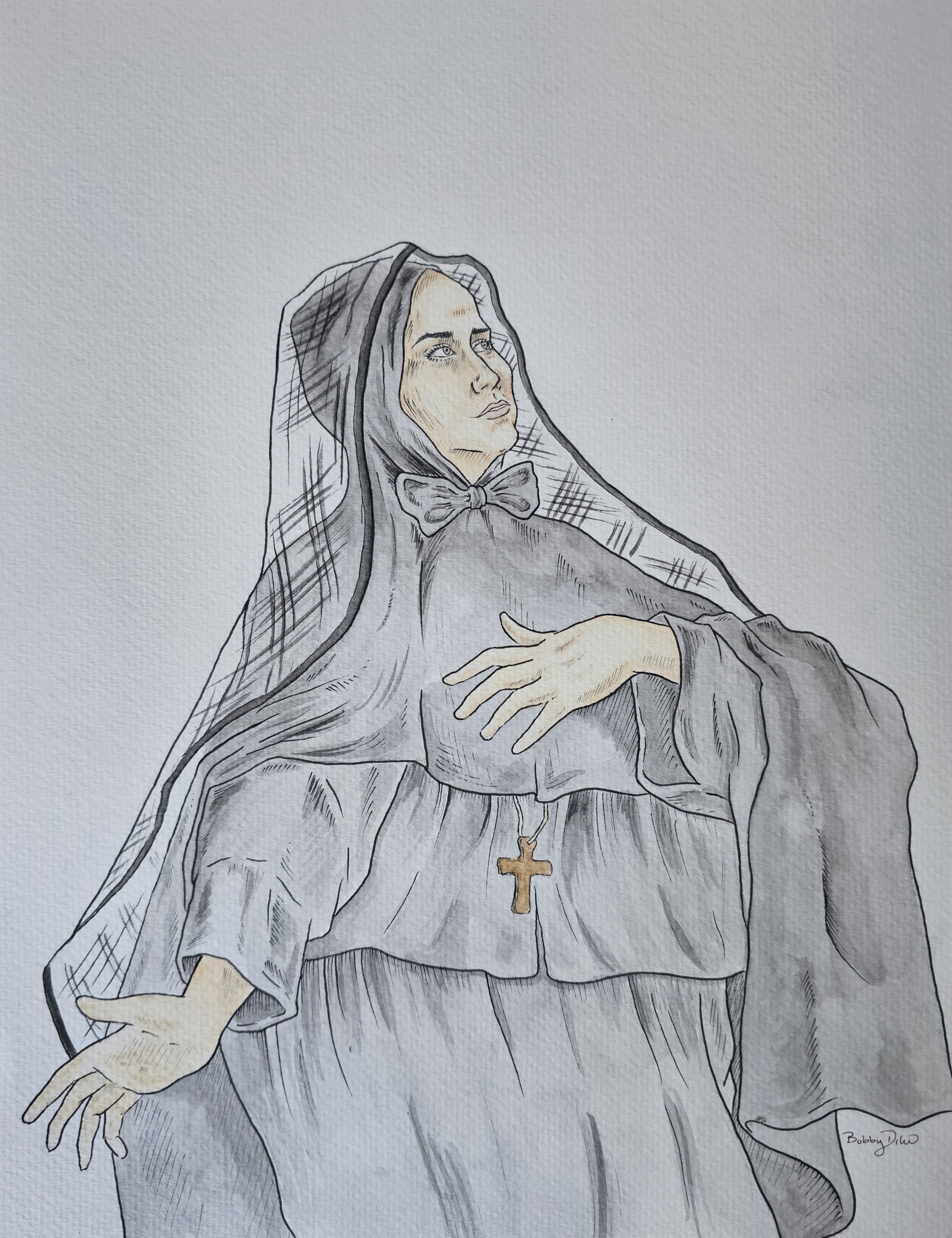 Mother Cabrini Saint water color 9