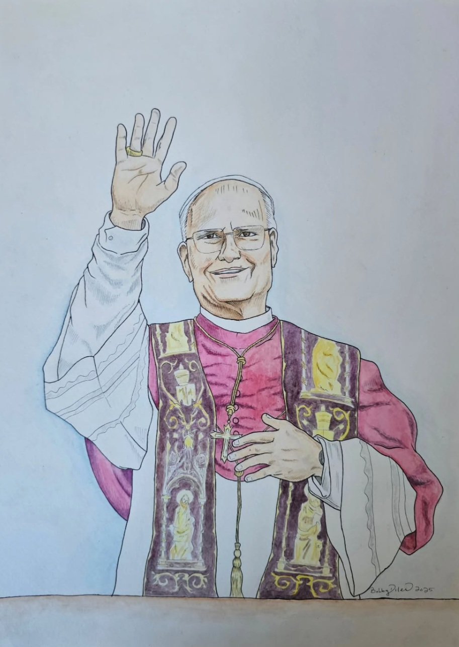 Water Color Pope Leo 15'' x 11''