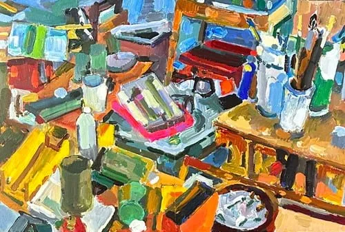 "Clutter", Acrylic on Canvas, 24" x 36", 2023