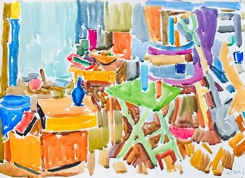 "Extrude", Watercolor on Paper, 18" x 24", 2023