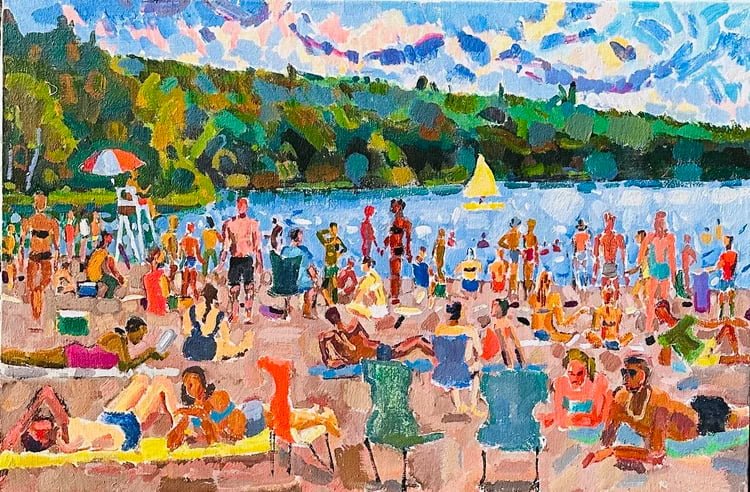 "Yellow Sail", Acrylic on Canvas, 24" x 36", 2018