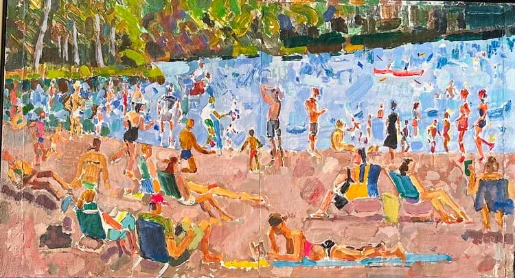"South Lake", Acrylic on Canvas, 20" x 36", 2019