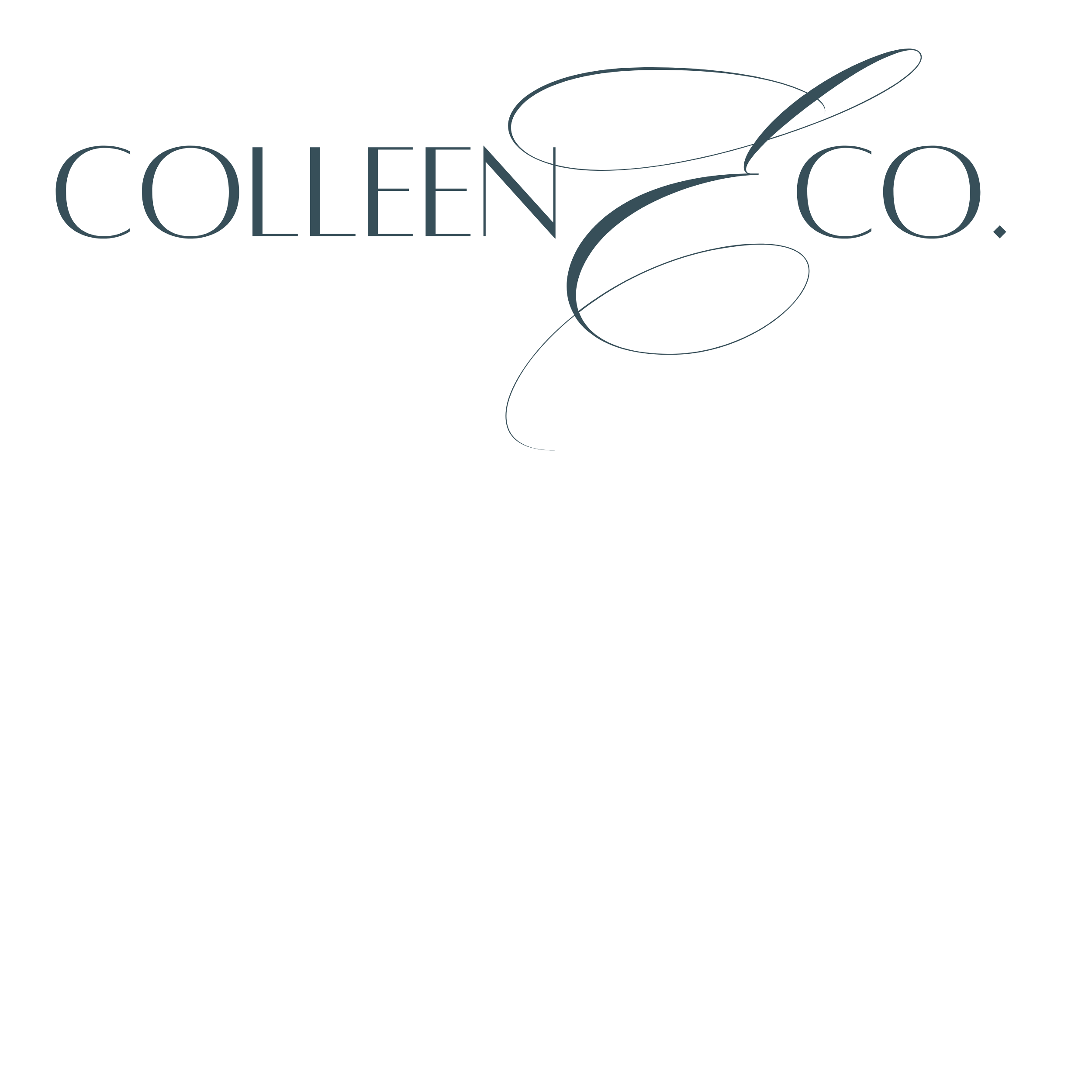 Black background with the words 'Colleen & Co.' written in elegant, cursive and serif font in a dark blue color.