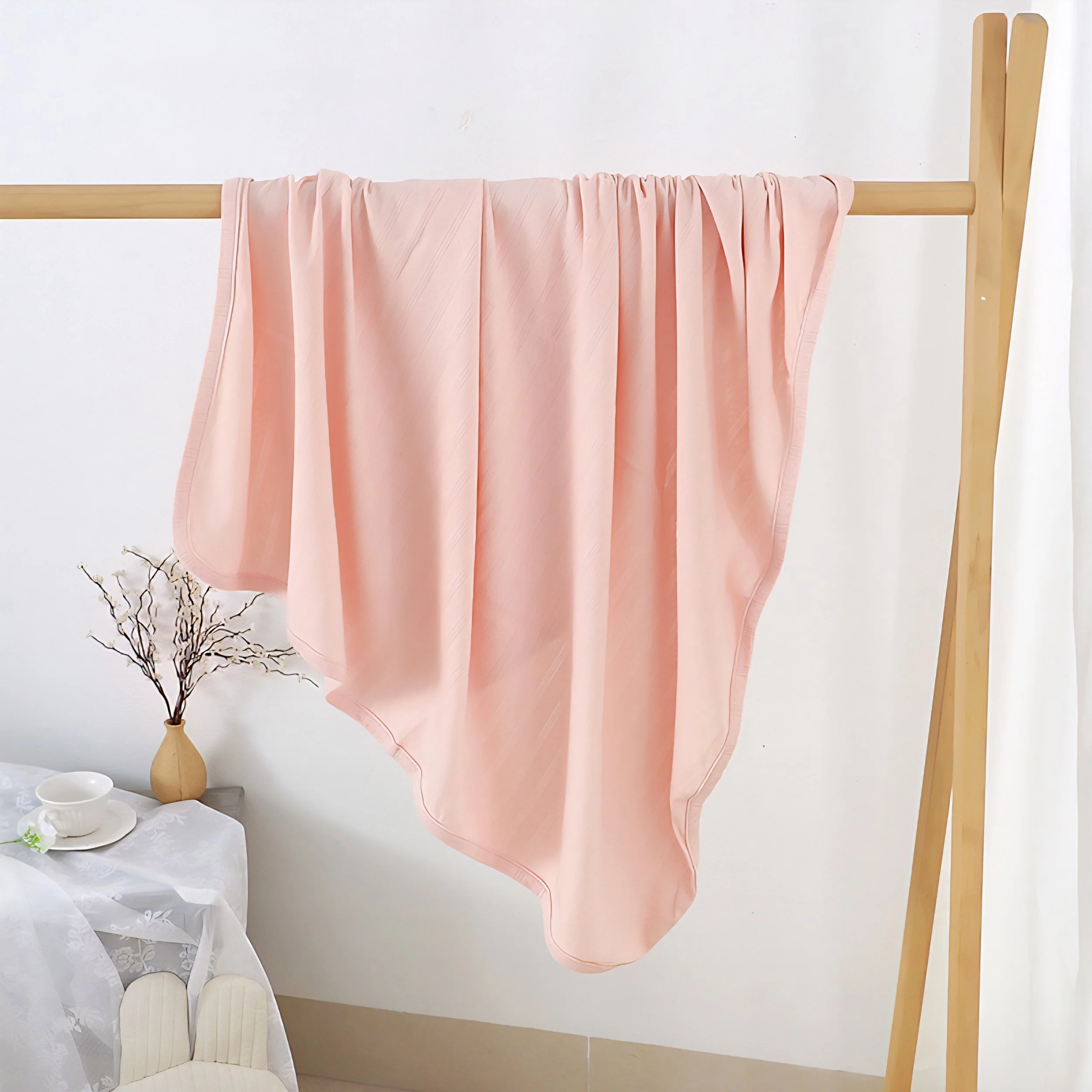 Organic Cotton Stretch Swaddle - Dusty Pink.jpg
