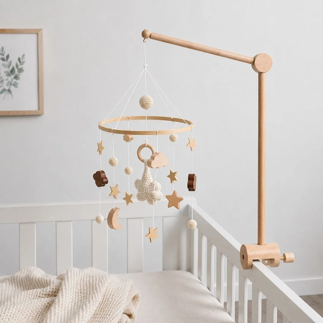 Wooden Crochet Baby Mobile - Celestial