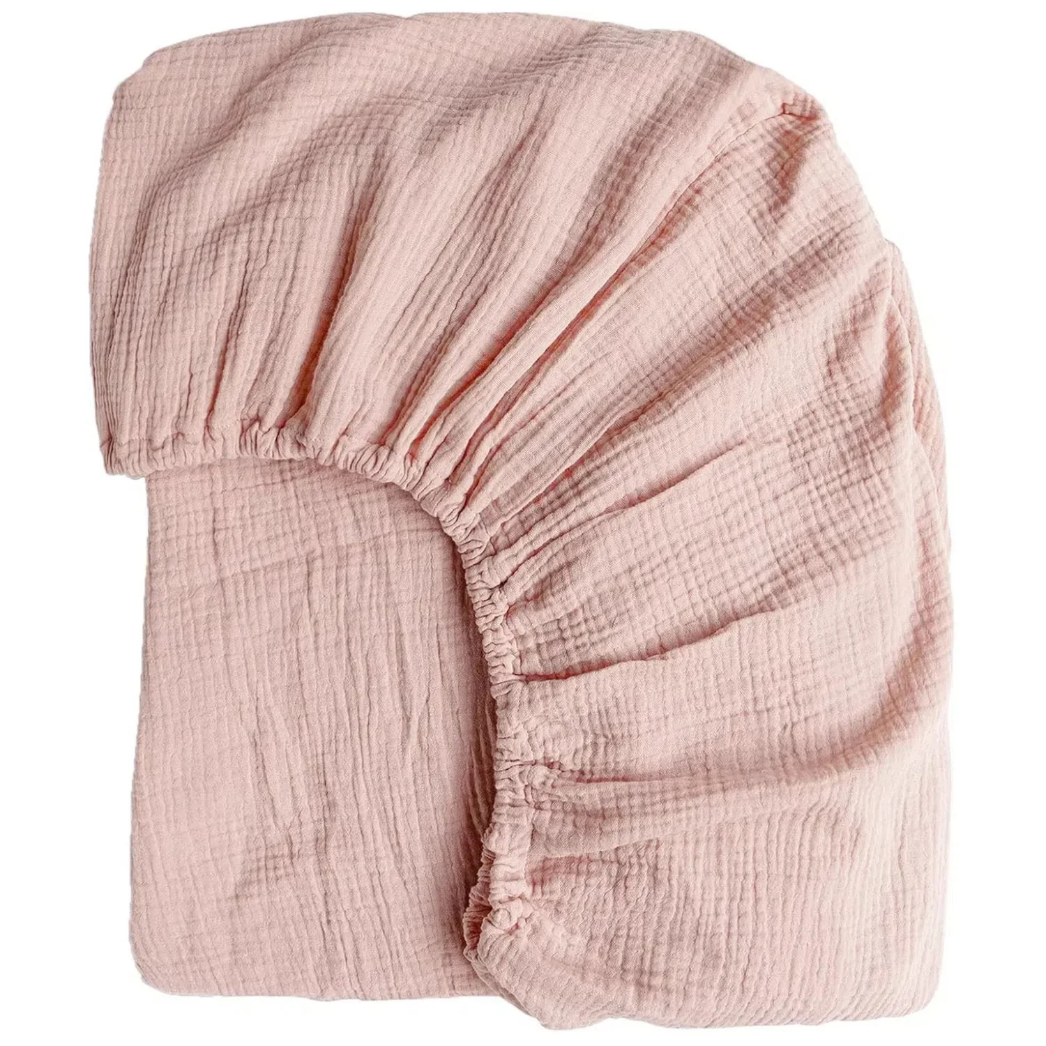 100% Cotton Muslin Fitted Cot Sheet - Dusty Pink