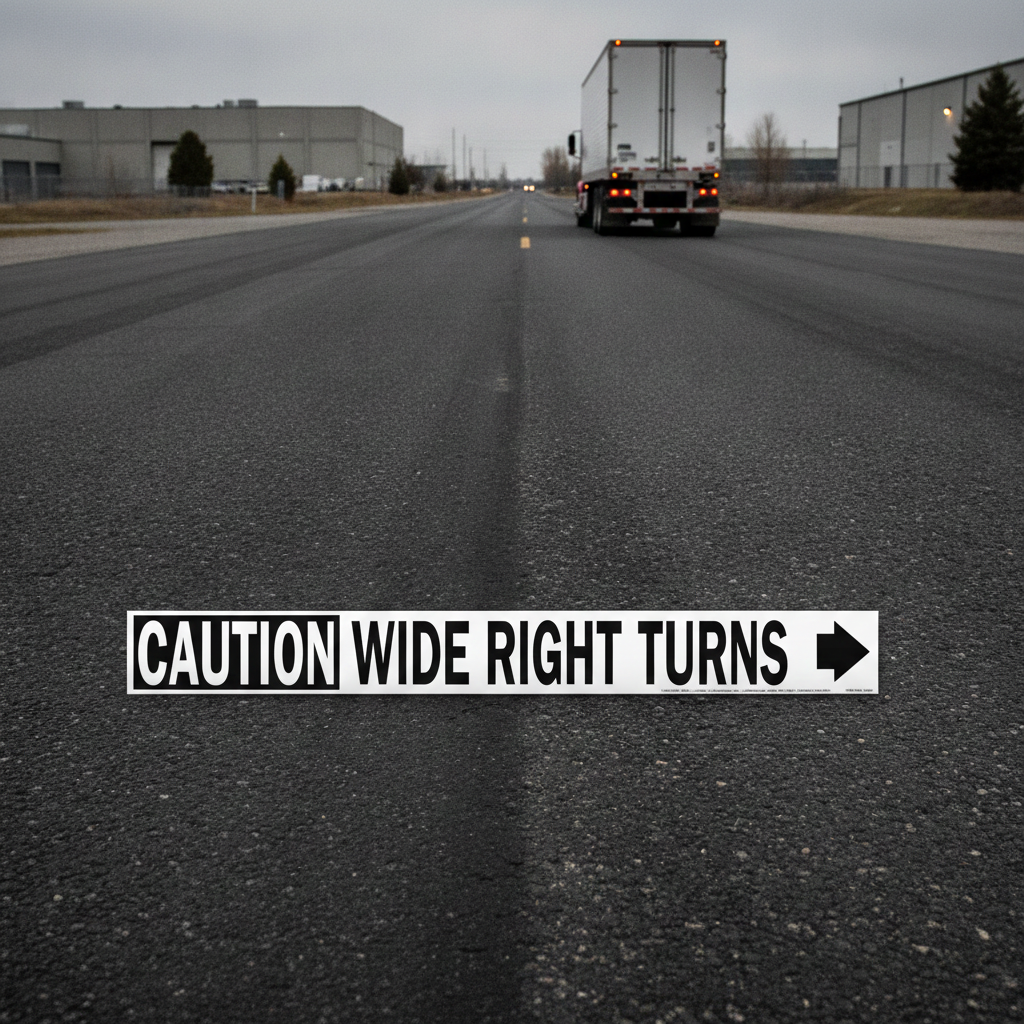 17 in x 2 in Caution Wide Right Turns Decal