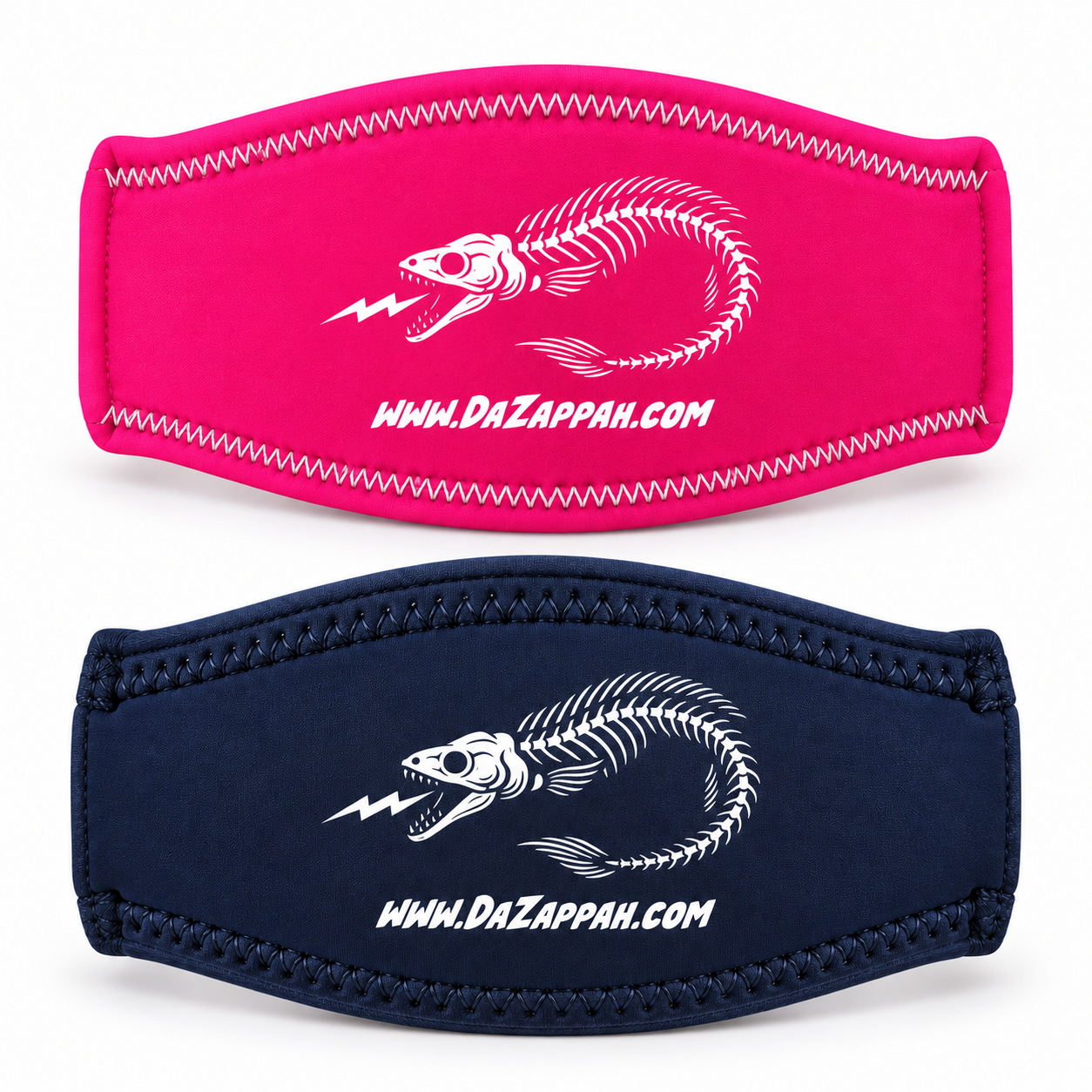 Pink and navy Da Zappah neoprene dive mask strap covers