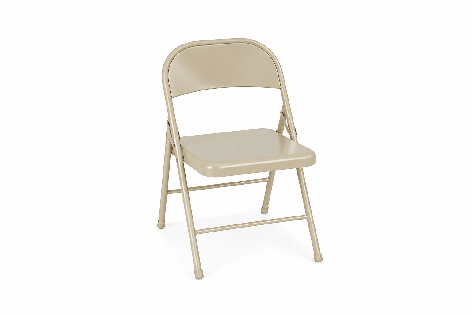 tan metal folding chair