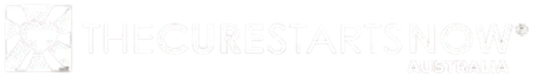 Logo with a heart in an envelope icon and the text 'THE CURE STARTS NOW' and 'AUSTRALIA'.