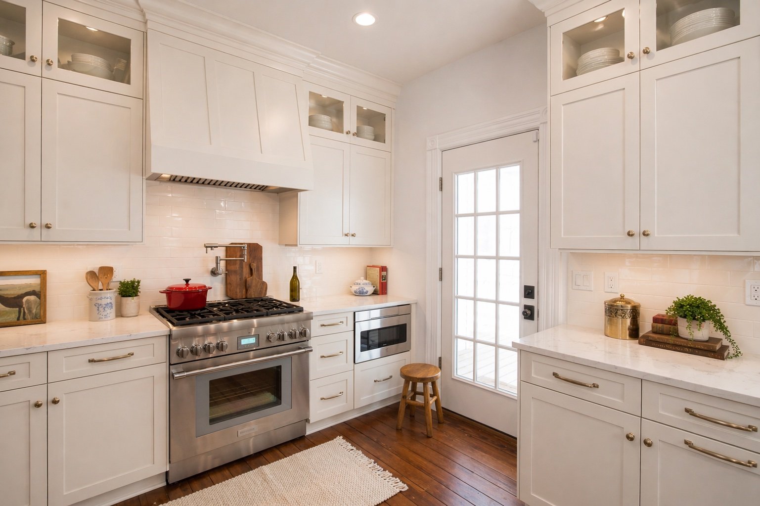 kitchen with white cabinets and stainless steel appliances