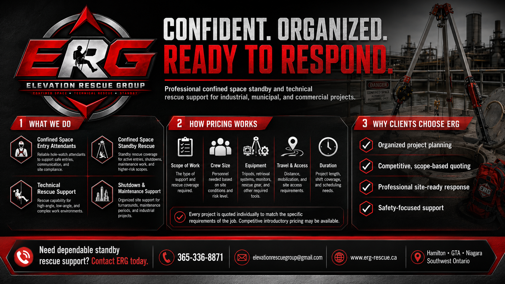Elevation Rescue Group confined space standby and technical rescue services for industrial worksites